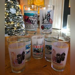Vintage 1990's Collector Set Of (7) Official Kentucky Derby Glasses.